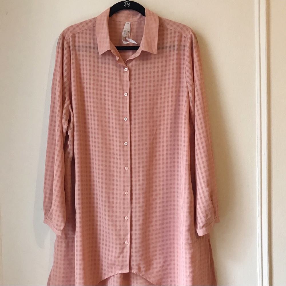 Melissa McCarthy Pink Checkered Tunic Blouse